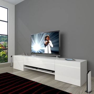 Decoraktiv 1E1SLM Parlak Beyaz Tv Ünitesi Tv Sehpası