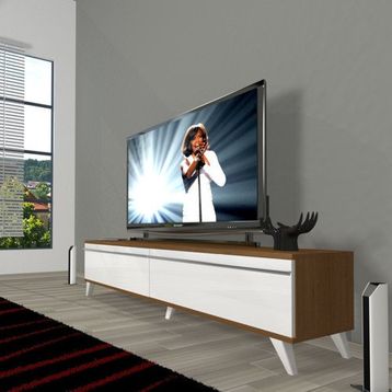 Decoraktiv Ceviz Beyaz Eko 140 T Mdf Retro Tv Ünitesi