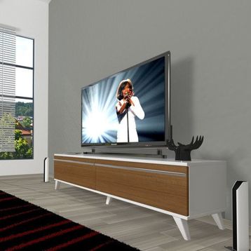 Decoraktiv Ceviz Beyaz Eko 140 T Mdf Retro Tv Ünitesi