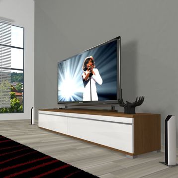 Decoraktiv Ceviz Beyaz Eko 140 T Mdf Retro Tv Ünitesi