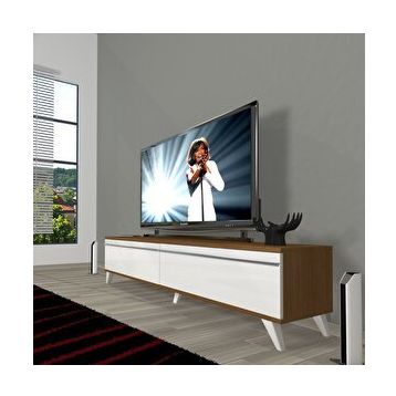 Decoraktiv Ceviz Beyaz Eko 140 T Mdf Retro Tv Ünitesi