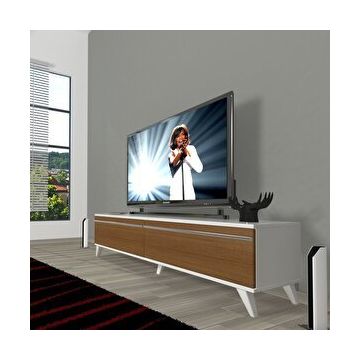 Decoraktiv Ceviz Beyaz Eko 140 T Mdf Retro Tv Ünitesi