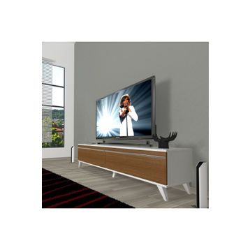 Decoraktiv Ceviz Beyaz Eko 140 T Mdf Retro Tv Ünitesi