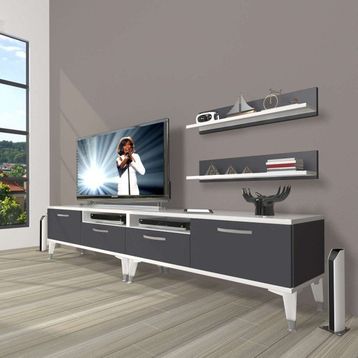 Decoraktiv Eko 200R Mdf Silver Beyaz Antrasit Tv Ünitesi