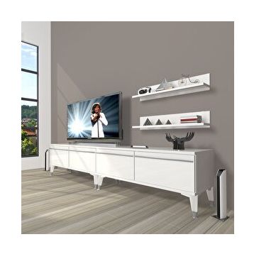 Decoraktiv Eko 200T Mdf Silver Parlak Beyaz Tv Sehpa Ünitesi