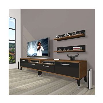 Decoraktiv Eko 220R Mdf Silver Ceviz Siyah Tv Ünitesi
