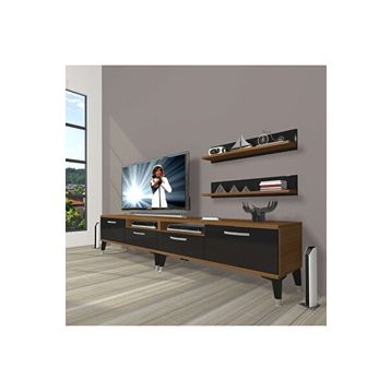 Decoraktiv Eko 220R Mdf Silver Ceviz Siyah Tv Ünitesi