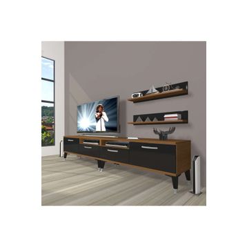 Decoraktiv Eko 220R Mdf Silver Ceviz Siyah Tv Ünitesi