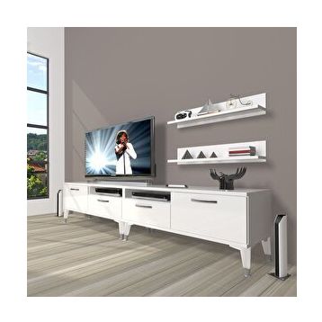 Decoraktiv Eko 220R Mdf Silver Parlak Beyaz Tv Ünitesi