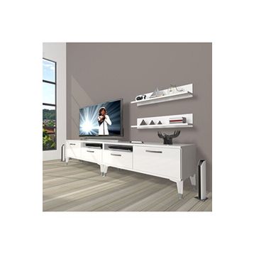 Decoraktiv Eko 220R Mdf Silver Parlak Beyaz Tv Ünitesi