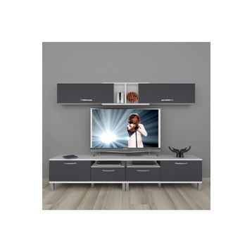 Decoraktiv Eko 220R SLM Krom Ayaklı Ceviz Siyah Tv Ünitesi