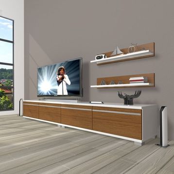 Decoraktiv Eko 220T MDF Beyaz Ceviz TV Ünitesi