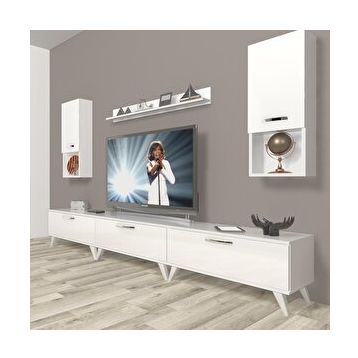 Decoraktiv Eko 270DA Mdf Retro Parlak Beyaz Tv Ünitesi