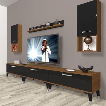 Decoraktiv Eko 270DA Mdf Silver Ceviz Siyah Tv Ünitesi