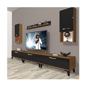 Decoraktiv Eko 270DA Mdf Silver Ceviz Siyah Tv Ünitesi