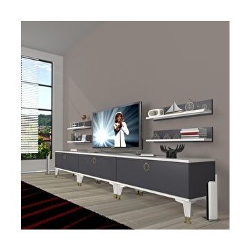 Decoraktiv Eko 270R Mdf Gold Beyaz Antrasit Tv Ünitesi