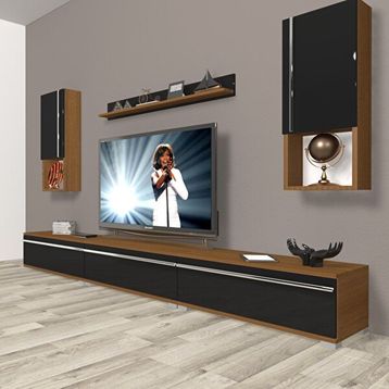 Decoraktiv Eko 270TA Mdf Ceviz Siyah Tv Ünitesi