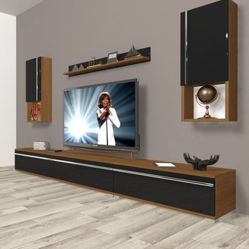 Decoraktiv Eko 270TA Mdf Ceviz Siyah Tv Ünitesi