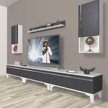 Decoraktiv Eko 270TA Mdf Silver Beyaz Antrasit Tv Ünitesi