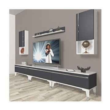 Decoraktiv Eko 270TA Mdf Silver Beyaz Antrasit Tv Ünitesi