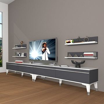 Decoraktiv Eko 360R Mdf Silver Beyaz Antrasit Tv Ünitesi