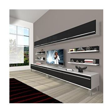 Decoraktiv Eko 360Y Mdf Krom Ayaklı Beyaz Siyah Tv Ünitesi