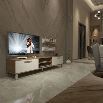 Decoraktiv EKO 4 Mdf Dvd Beyaz Pera Krom Ayaklı Tv Ünitesi