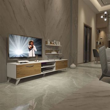Decoraktiv EKO 4 Mdf Dvd Beyaz Pera Retro Tv Ünitesi