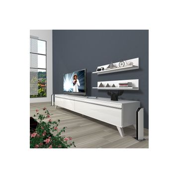 Decoraktiv Eko 4 Mdf Std Parlak Beyaz Retro Tv Ünitesi