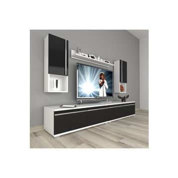 Decoraktiv Eko 5200TA Mdf Tv Ünitesi 200x40x40 cm Beyaz Siyah Tv Ünitesi