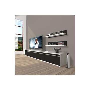 Decoraktiv Eko 5200TA Mdf Tv Ünitesi 200x40x40 cm Beyaz Siyah Tv Ünitesi