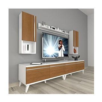 Decoraktiv Eko 5220TA Mdf Retro Beyaz Ceviz Tv Sehpa Ünitesi
