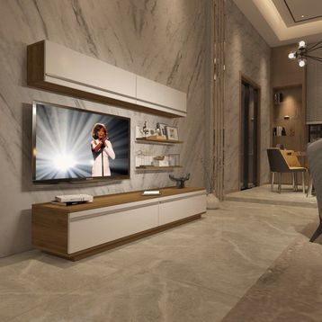 Decoraktiv EKO 5B Mdf Std Pera Beyaz Tv Ünitesi