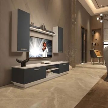 Decoraktiv EKO 5DB Mdf Dvd Beyaz Antrasit Tv Ünitesi
