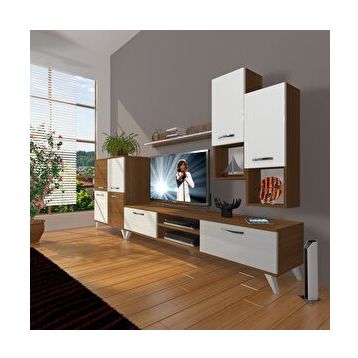 Decoraktiv Eko 6DA Mdf Dvd Retro Parlak Beyaz Tv Sehpa Ünitesi