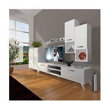 Decoraktiv Eko 6DA SLM DVD Retro Parlak Beyaz TV Ünitesi
