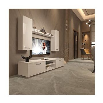 Decoraktiv Eko 7 Slm Dvd Parlak Beyaz Tv Sehpa Ünitesi