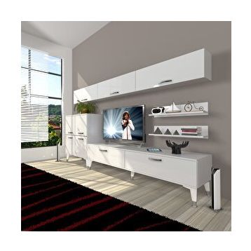 Decoraktiv Eko 8 Slm Std Silver Parlak Beyaz Tv Sehpa Ünitesi