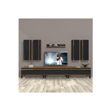 Decoraktiv Eko 8D Mdf Ceviz Siyah Silver Tv Ünitesi