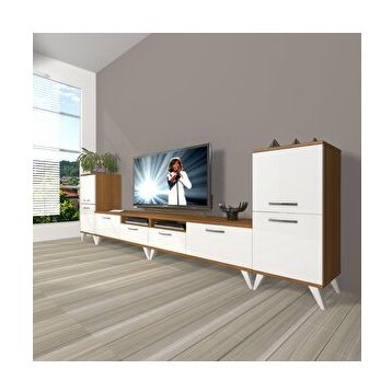 Decoraktiv Eko 9200 Mdf Retro Beyaz Ceviz Tv Sehpa Ünitesi