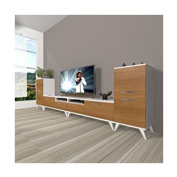 Decoraktiv Eko 9200 Mdf Retro Beyaz Ceviz Tv Sehpa Ünitesi