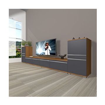 Decoraktiv Eko 9200T Mdf Ceviz Antrasit Tv Sehpa Ünitesi