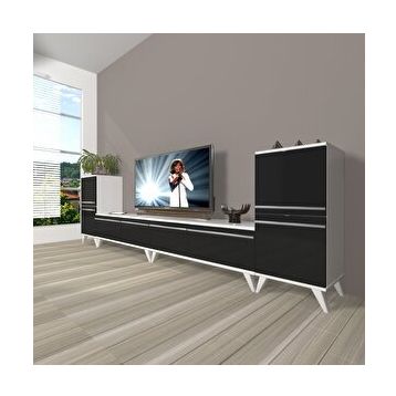 Decoraktiv Eko 9200T Mdf Retro Beyaz Siyah Tv Sehpa Ünitesi