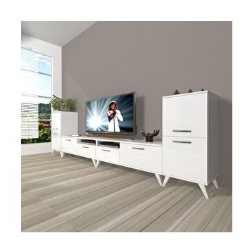 Decoraktiv EKO 9220 SLM Retro Parlak Beyaz TV Sehpa Ünitesi