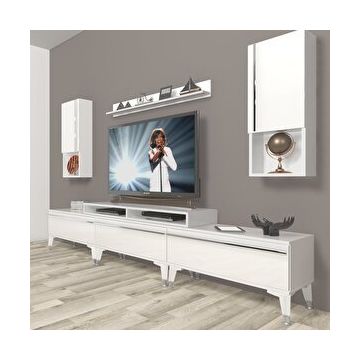 Decoraktiv Ekoflex 270TA Mdf Silver Parlak Beyaz Tv Sehpa Ünitesi
