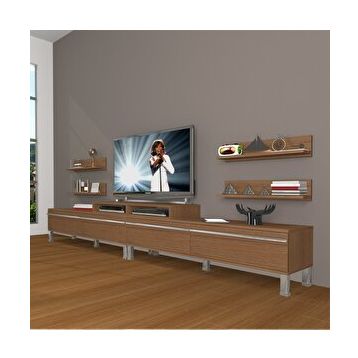 Decoraktiv Ekoflex 360R Mdf Krom Ayaklı Naturel Ceviz Tv Sehpa Ünitesi