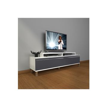 Decoraktiv Ekoflex 4 Mdf Beyaz Antrasit Krom Ayaklı Tv Ünitesi