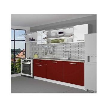 Decoraktiv Ekol 240 Bordo Beyaz Hazır Mutfak Dolabı