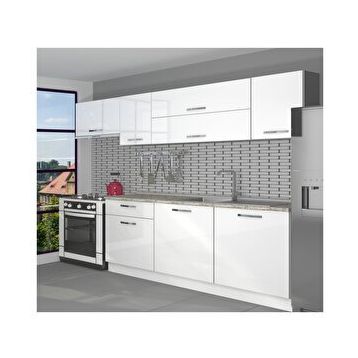 Decoraktiv Ekol 240 Parlak Beyaz Hazır Mutfak Dolabı