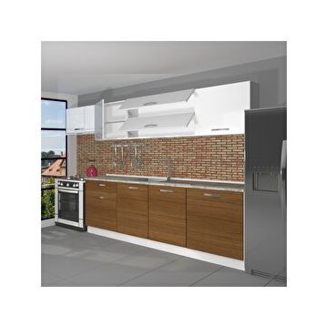 Decoraktiv Ekol 280 Ceviz Beyaz Hazır Mutfak Dolabı